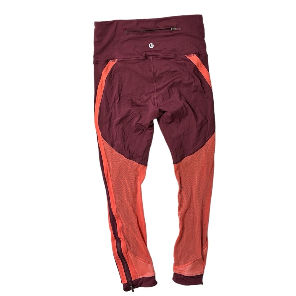 Lululemon Zip The Line High Rise Crop 23” Mesh Ruby & Poppy Size 4